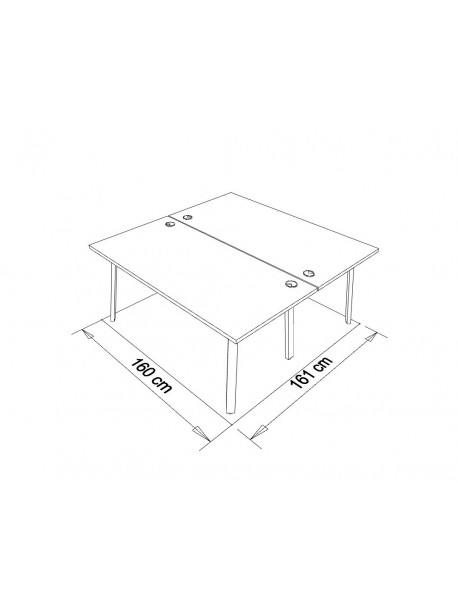 Dimensions bureau bench partagé 2 personnes GAÏA L 160 x P 161 cm
