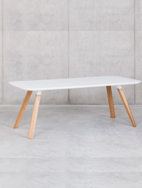 Table polyvalente design laqué blanc OBLIQUE
