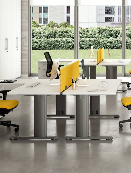 Bureau bench 2 personnes mélaminé IDEA JET - Blanc