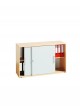 Armoire basse en bois avec portes coulissantes SLIDE coloris Hêtre/Argenté