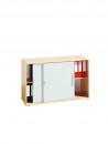 Armoire basse en bois avec portes coulissantes SLIDE coloris Hêtre/Argenté