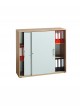 Armoire de bureau bois avec portes coulissantes SLIDER coloris Noyer/Argenté