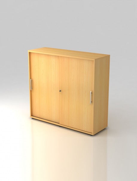 Armoire de bureau bois avec portes coulissantes SLIDER coloris Hêtre
