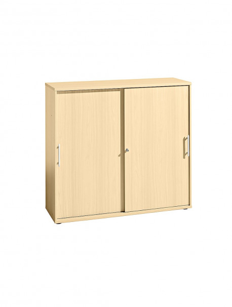 Armoire de bureau bois avec portes coulissantes SLIDER coloris Erable