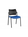 Chaise de réunion empilable AMET 4 pieds - Dossier polypropylène - Bleu/Noir
