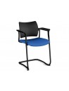Chaise de réunion empilable AMET piétement luge - Noir/Bleu