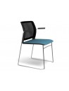 Chaise de réunion empilable ADELA  en résille avec accoudoirs - Noir/Bleu