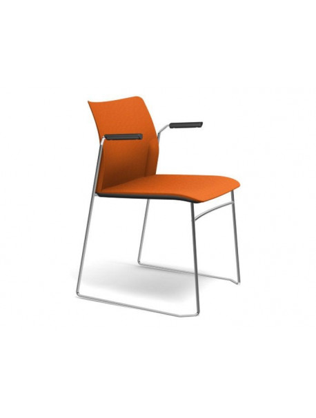 Chaise de réunion empilable ADELA en tissu avec accoudoirs - Orange