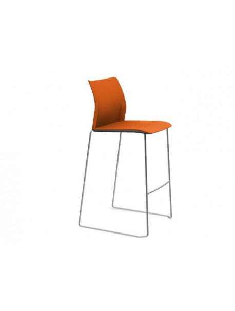 Tabouret de bar ADELA avec dossier en tissu - Orange