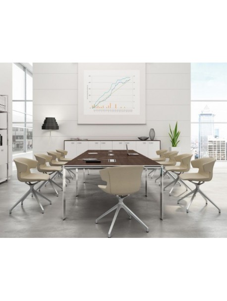 Table de réunion modulaire CRISTAL - Wengé/Chromé