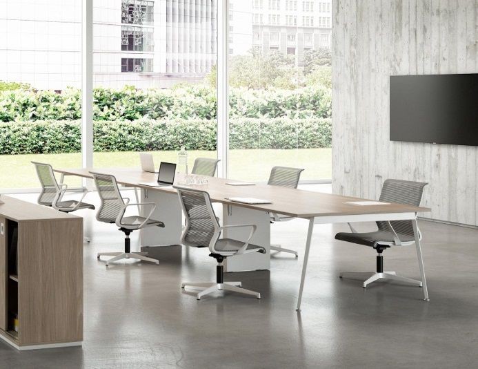 Table de réunion modulable design ICONIC - Chêne/Blanc