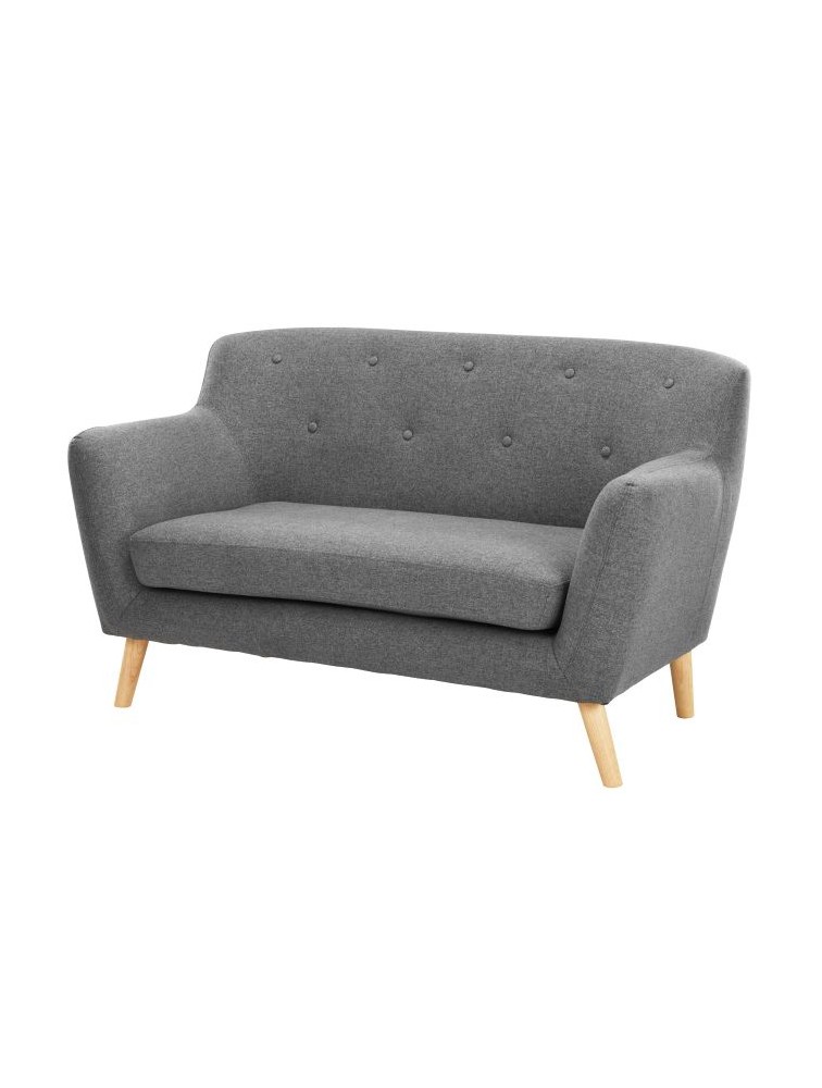 Canape Scandinave 2 Places Pas Cher Lester Tissu Gris Pieds Bois