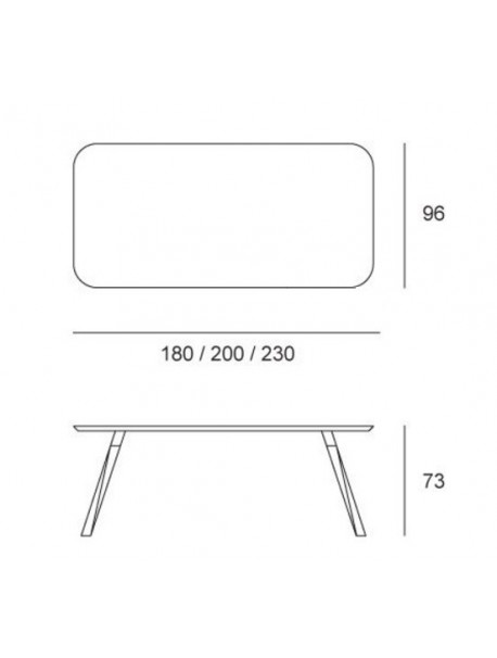 Dimensions table polyvalente design laqué blanc OBLIQUE