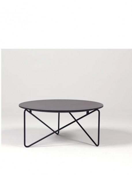 Table basse design Ø 72 cm POLYGON pied noir 9005