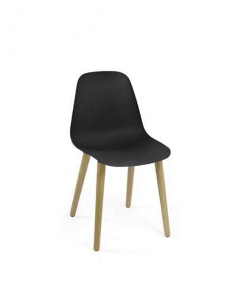 Chaise polypropylène POLA WOOD noir